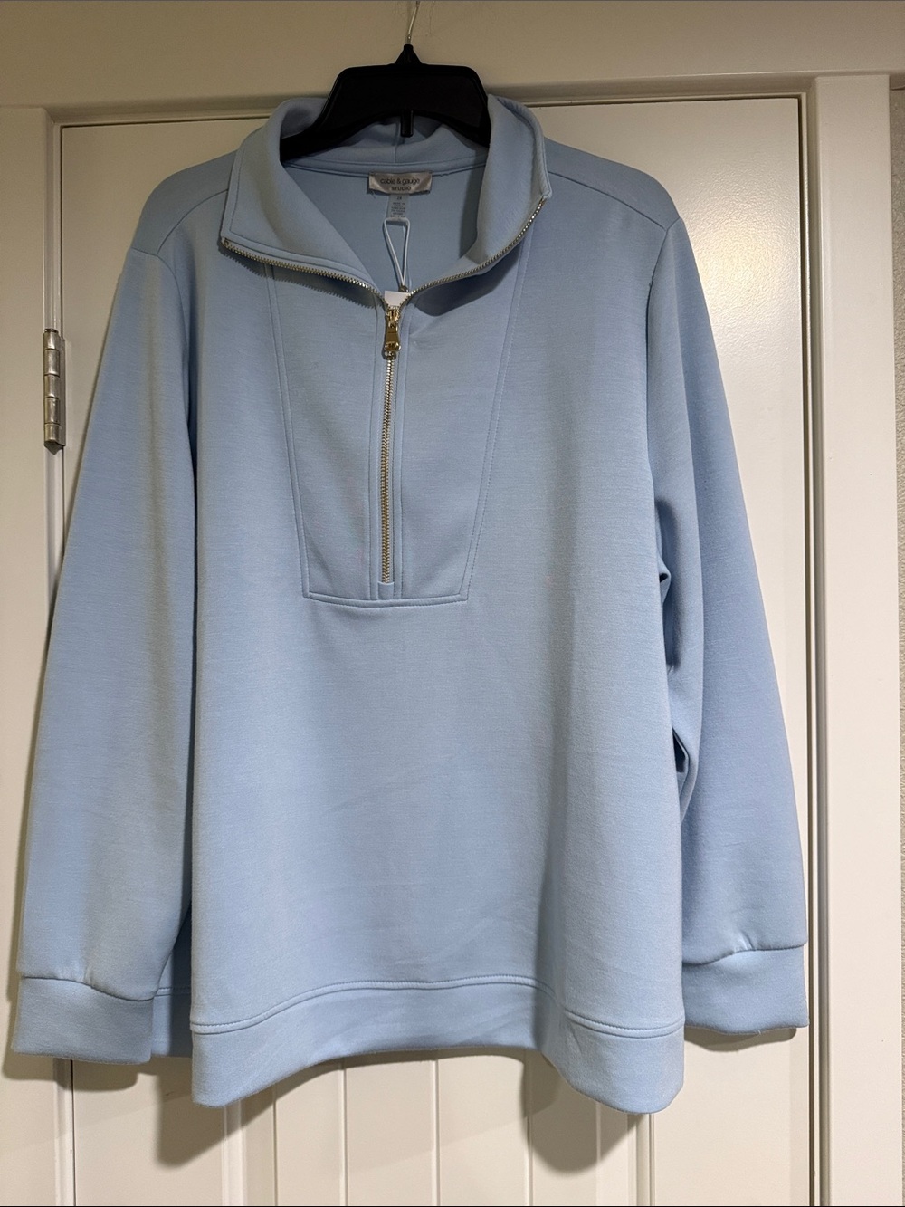 Light Blue Half-Zip Pullover Sweatshirt